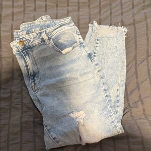 Maurices Light Wash Distressed Ankle Jeans